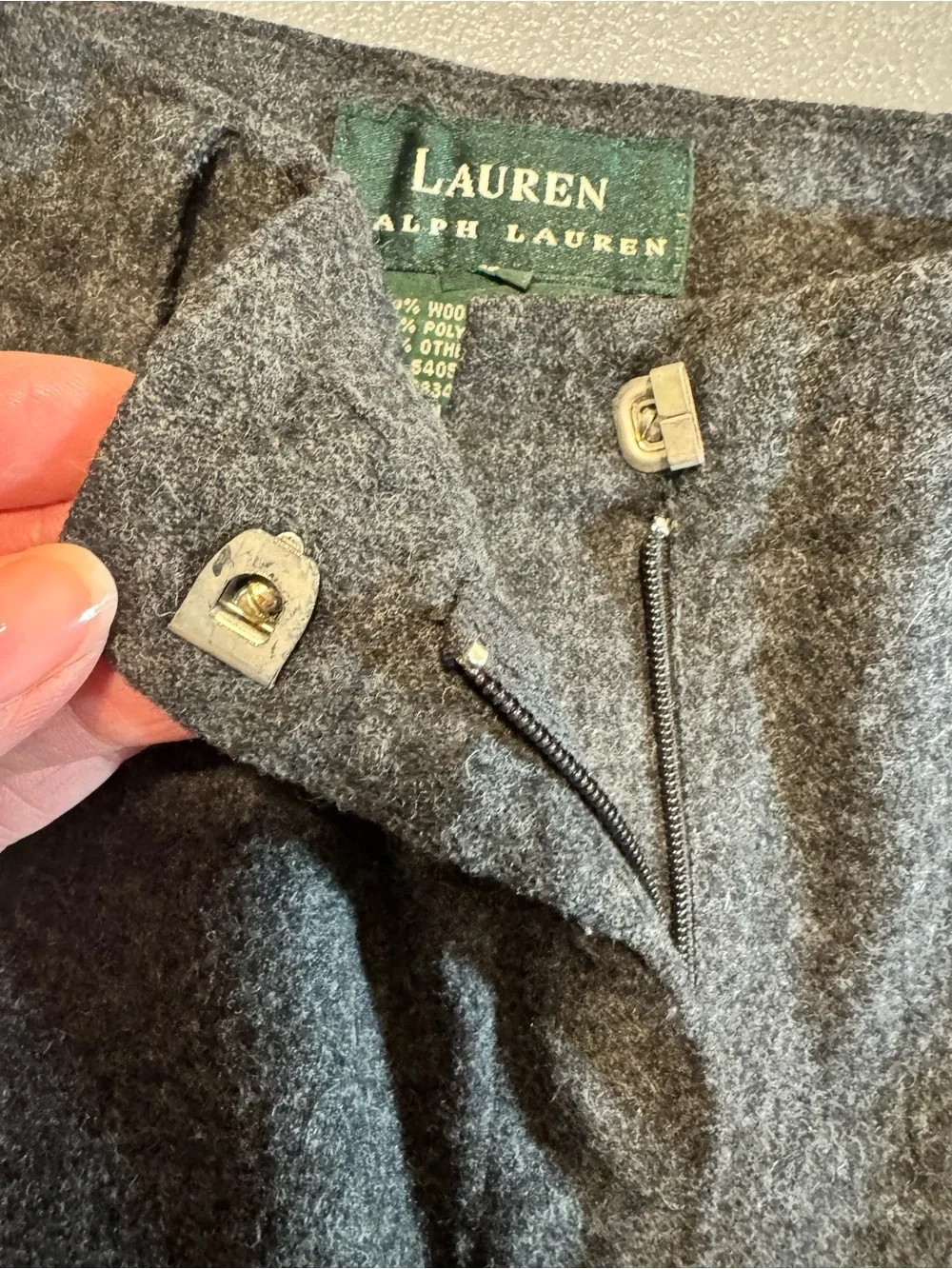 Lauren Ralph Lauren Gray Wool Wide Leg Lined Trousers Pants size 8